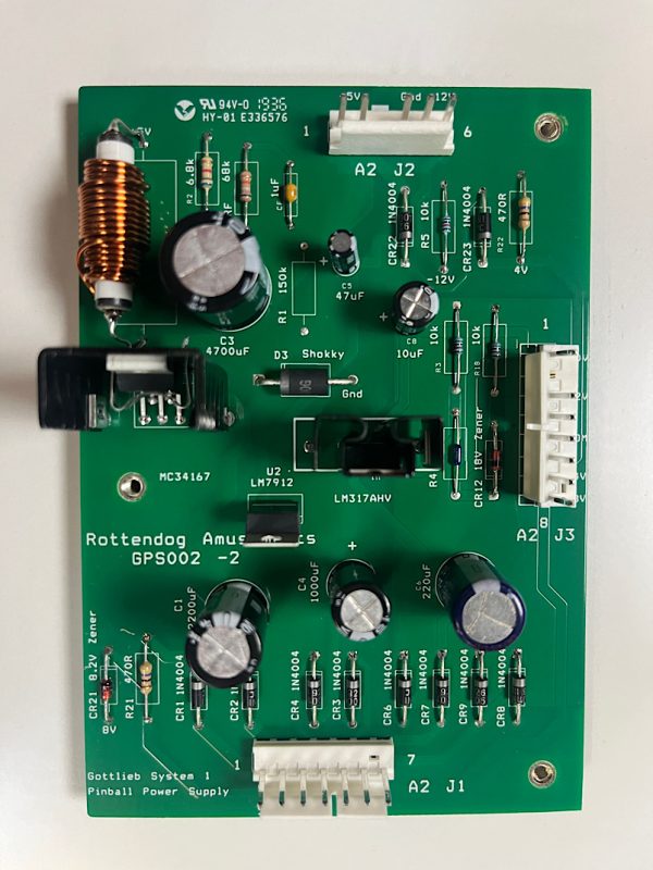RottenDog Gottlieb System 1 Power Supply Board, GPS002 (B-18396)